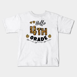 Hello 4th Grade Leopard Back To School Kids T-Shirt